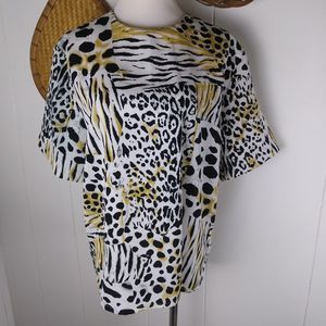 🌷Jordan Leopard 80s 90s Retro boxy fit blouse top